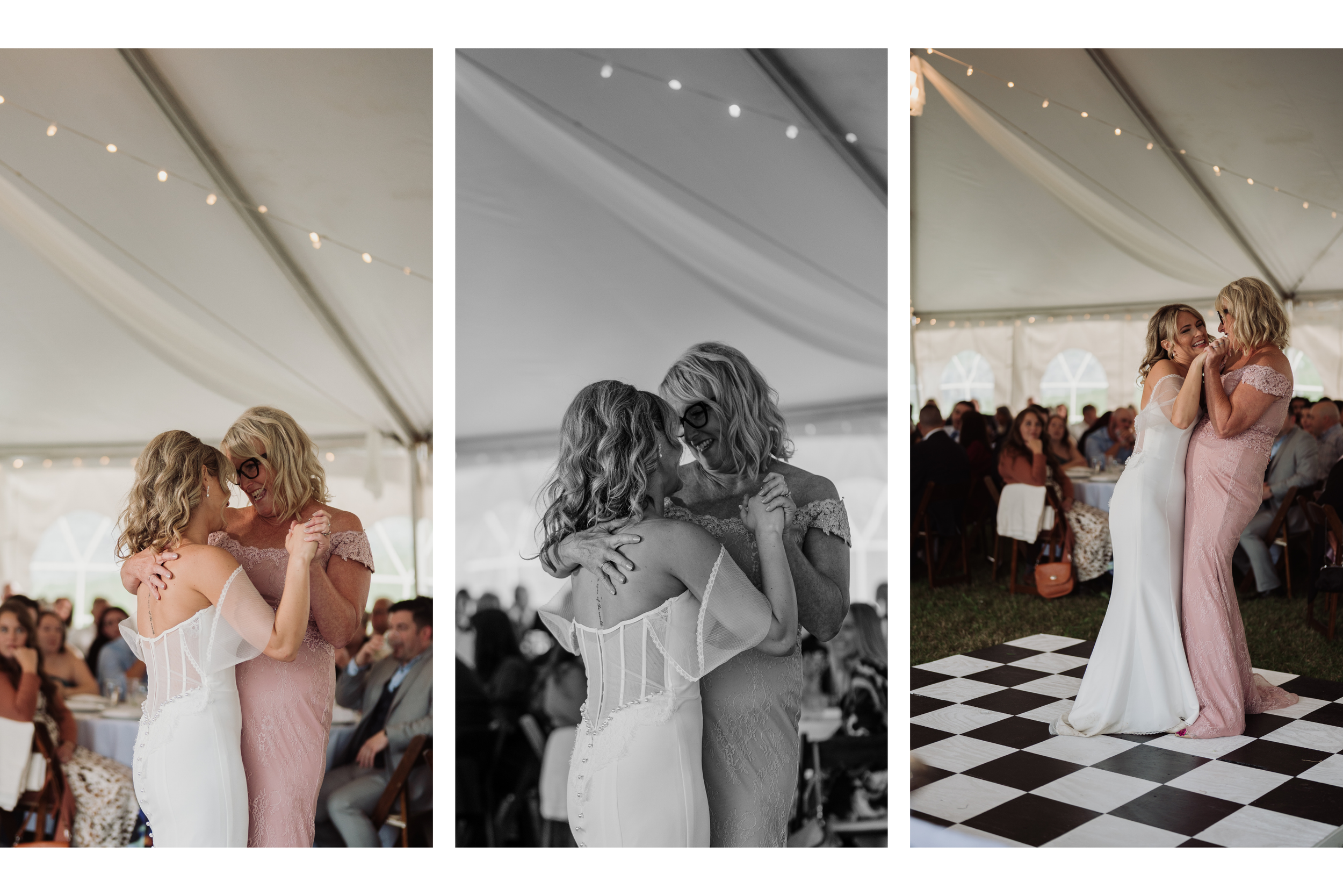 Bride sharing an emotional dance with her mother during wedding reception in Auburn NY