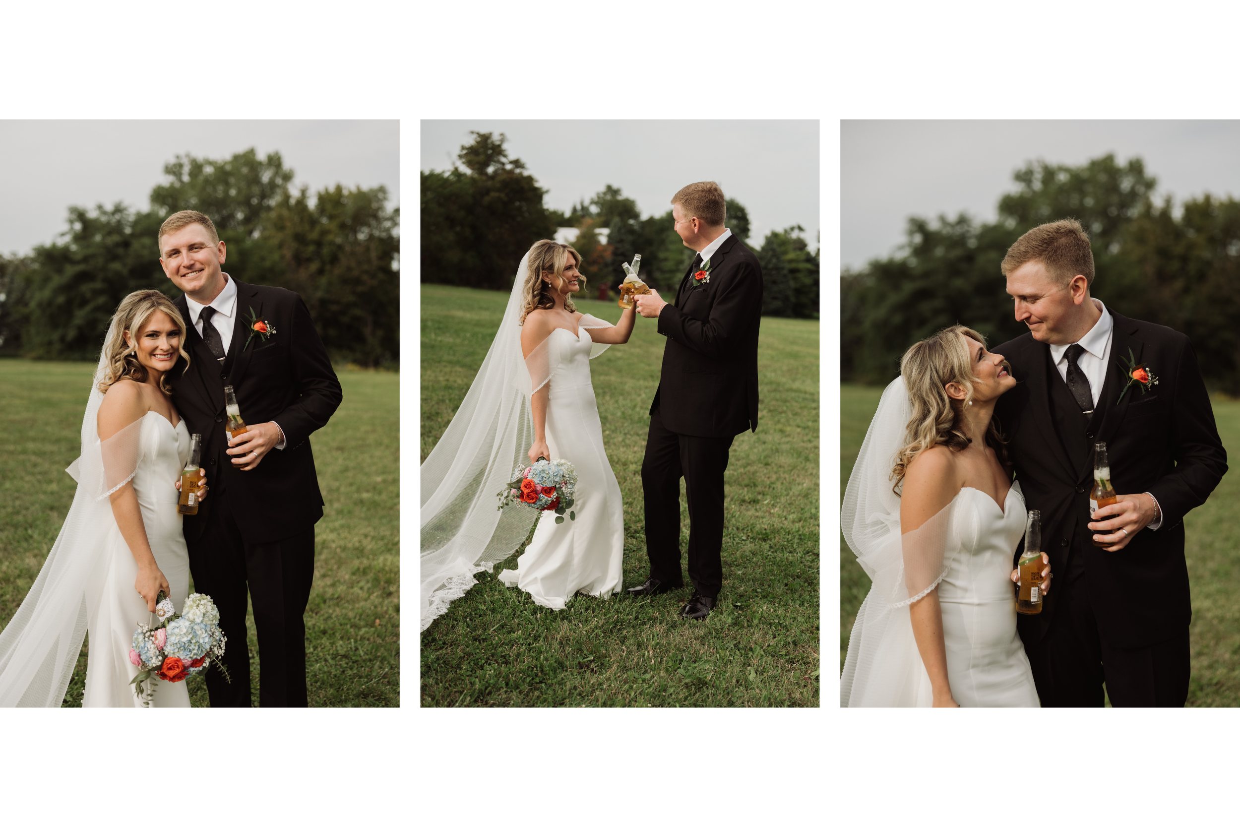 Romantic bride and groom portraits on lakeside property in the Finger Lakes