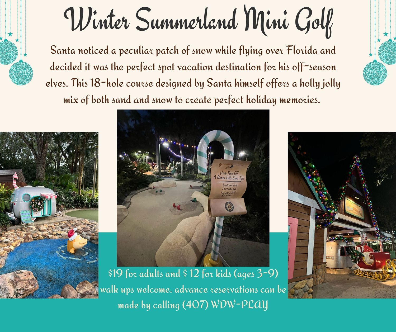Mini Golf photo showing several holes at Winter Summerland Mini Golf
