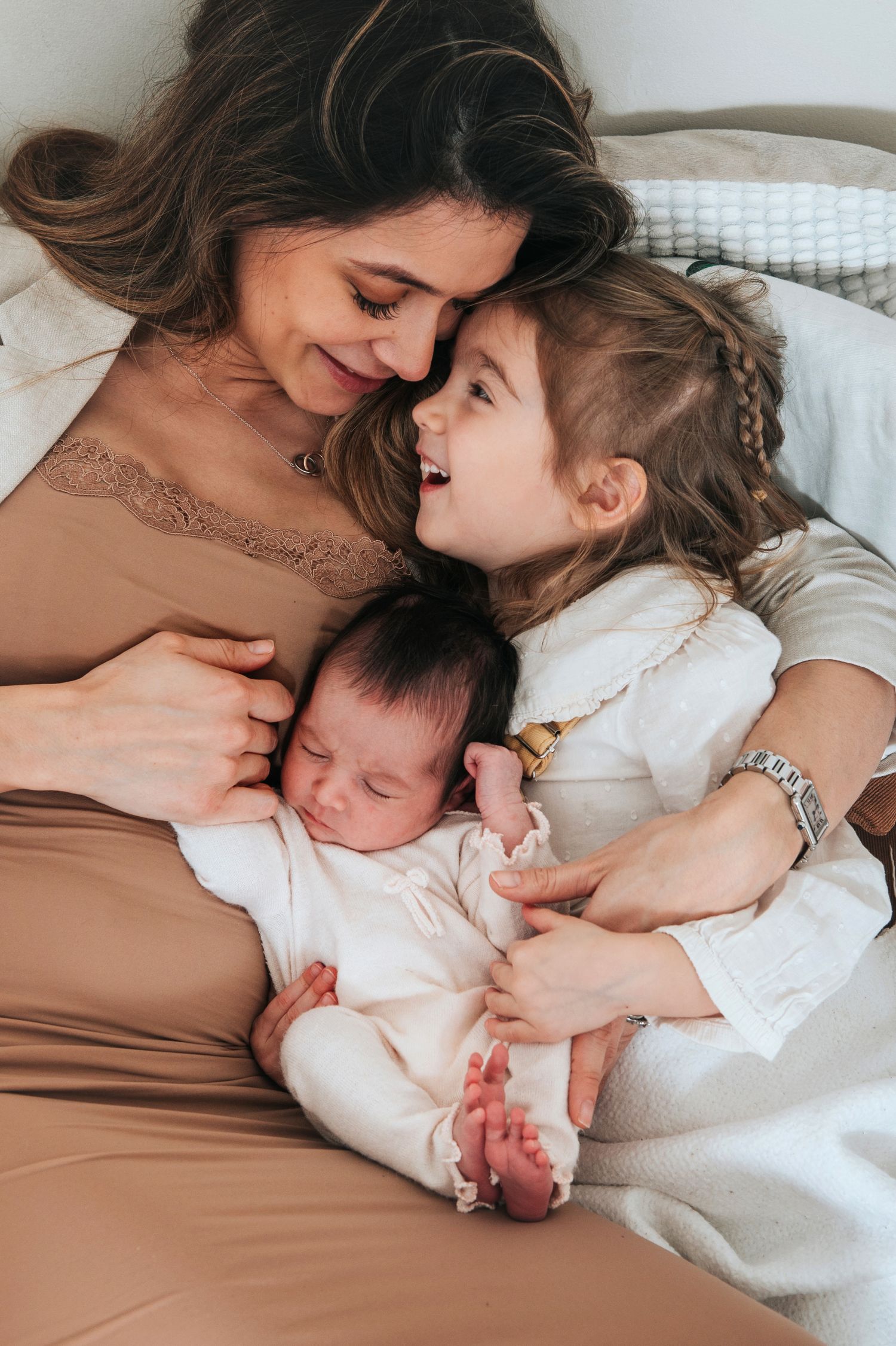 Devon mum holding her babies in studio photo shoot