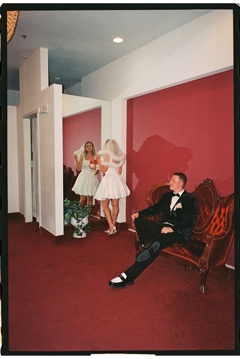 Las Vegas elopement in 35mm film at Little White chapel
