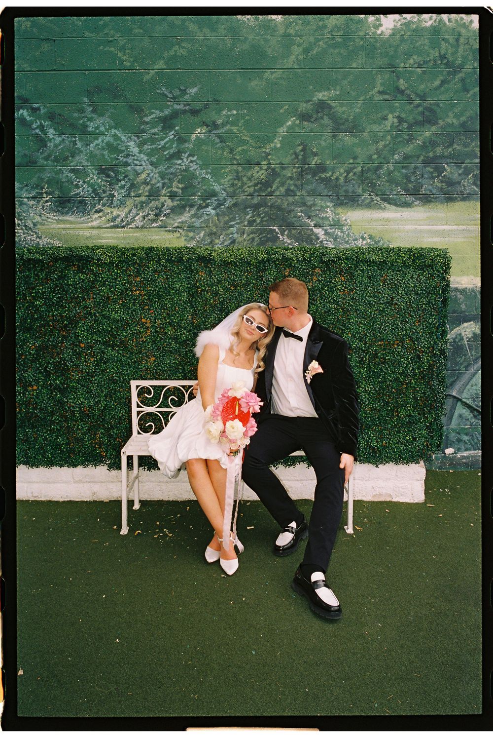 Las Vegas elopement in 35mm film at Little White chapel