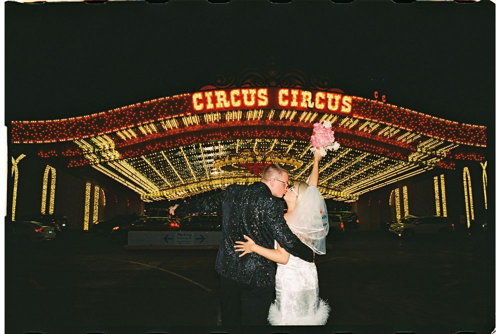 Las Vegas elopement in 35mm film at Little White chapel