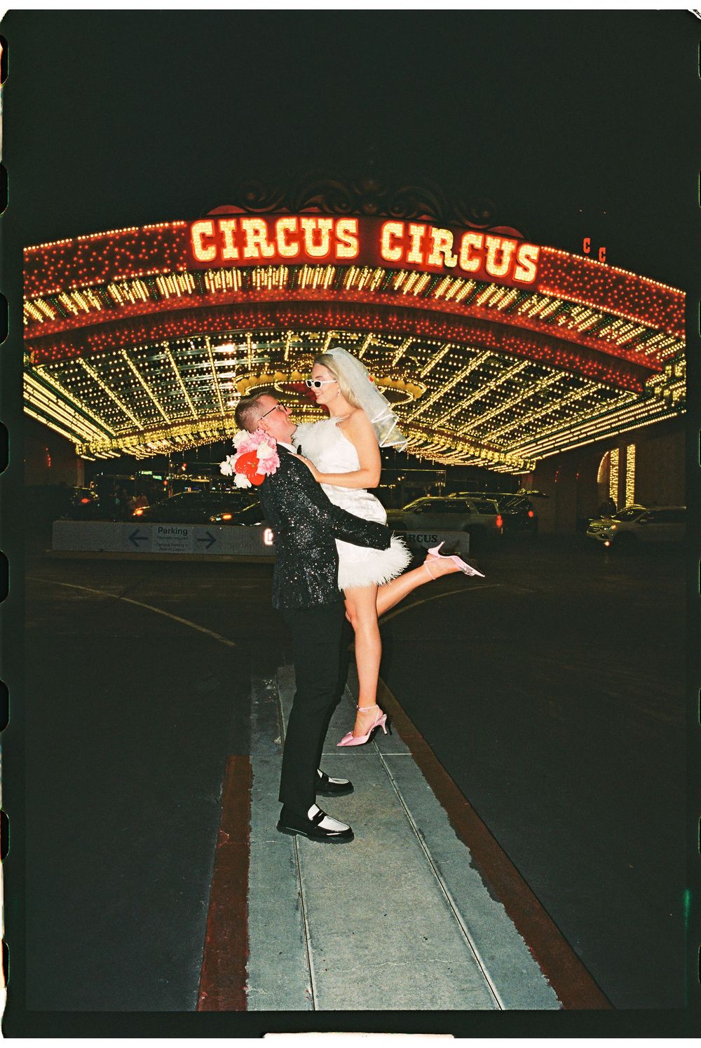 Las Vegas elopement in 35mm film at Little White chapel