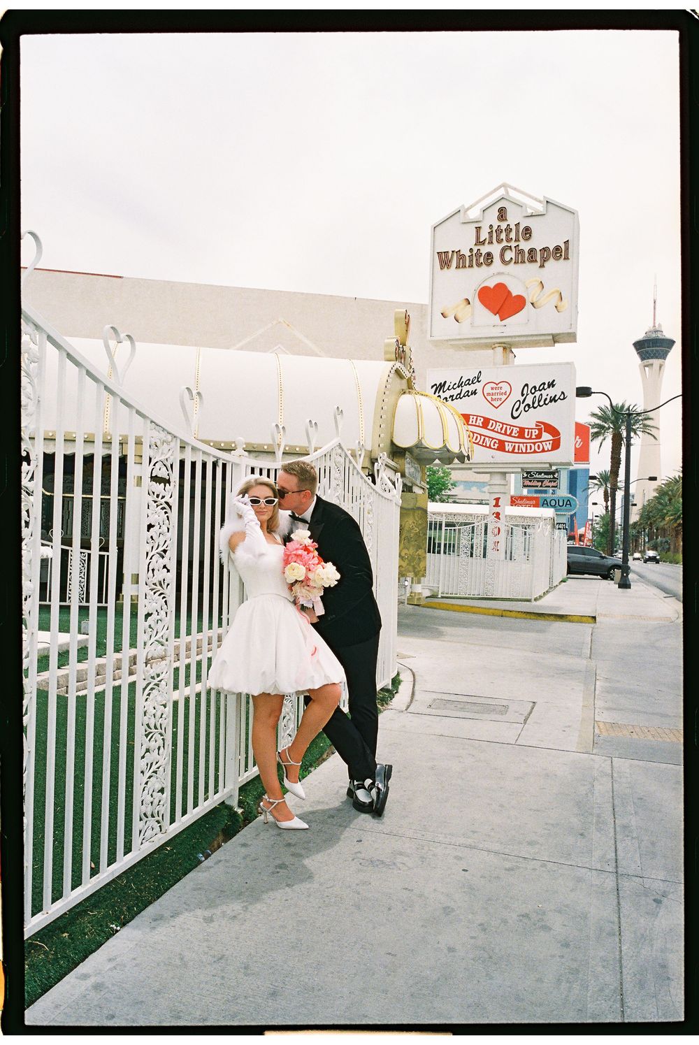 Las Vegas elopement in 35mm film at Little White chapel