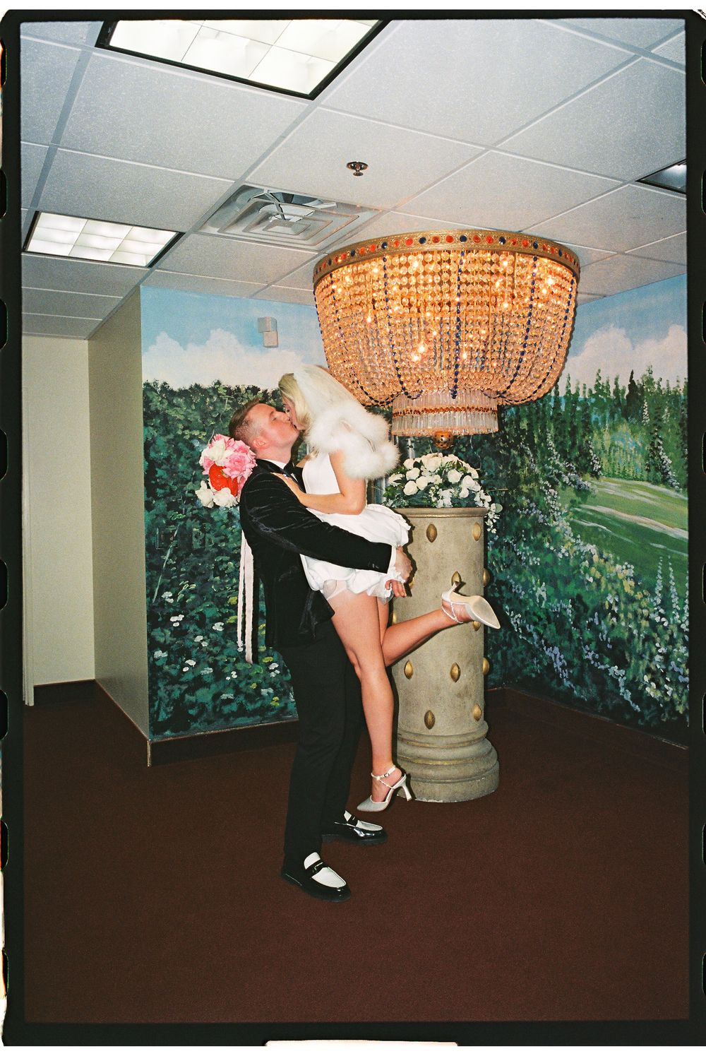 Las Vegas elopement in 35mm film at Little White chapel