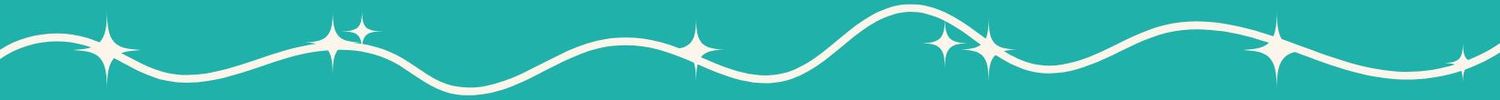 Minimalist wavy border design in teal with small white star accents.