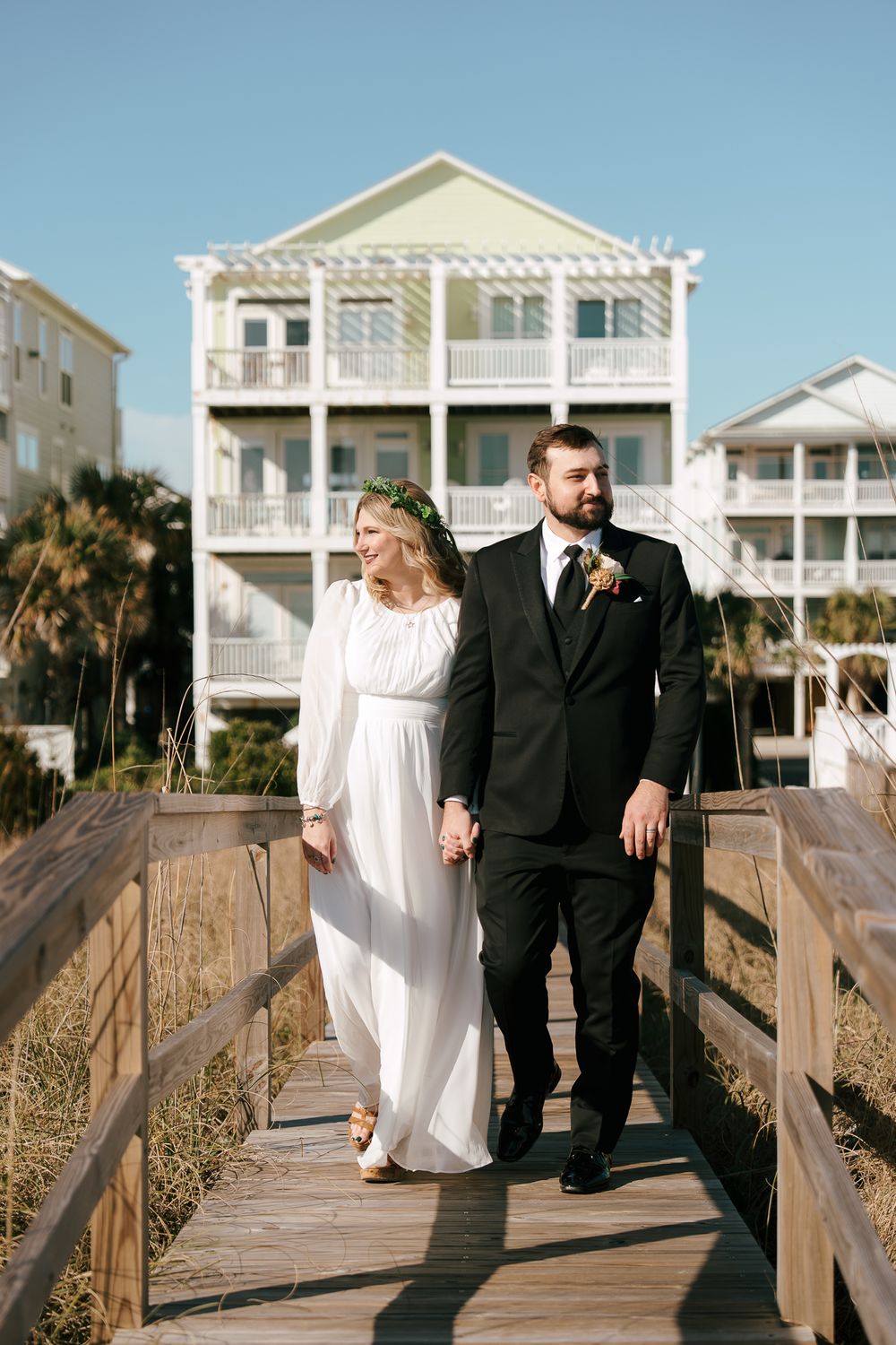 Bride and Groom wedding portraits in Carolina Beach, NC