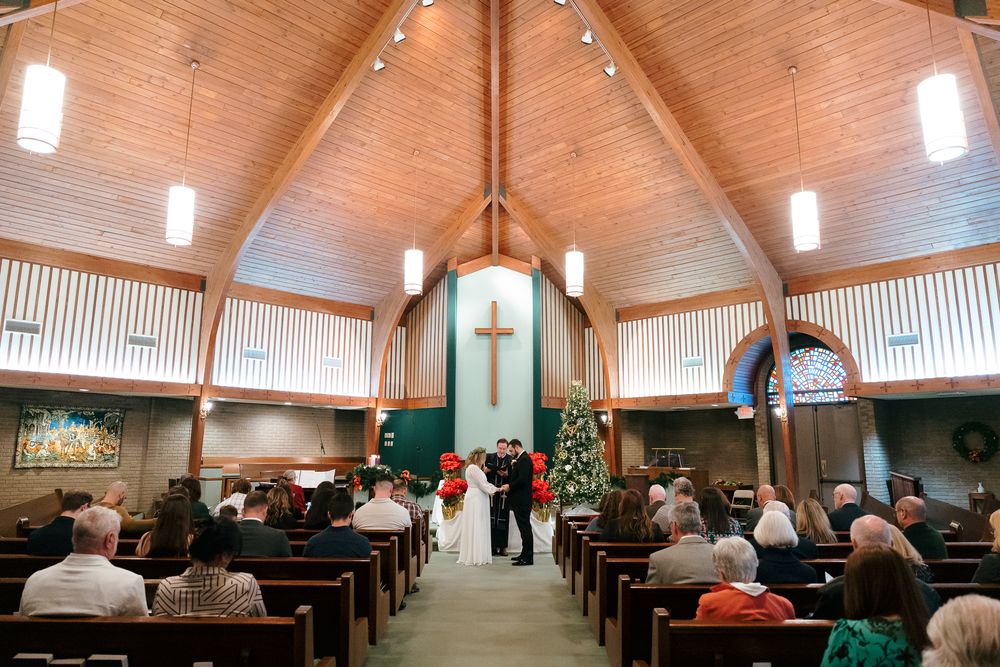 Bride and Grooms Ceremony inside a church on Carolina beach, NC