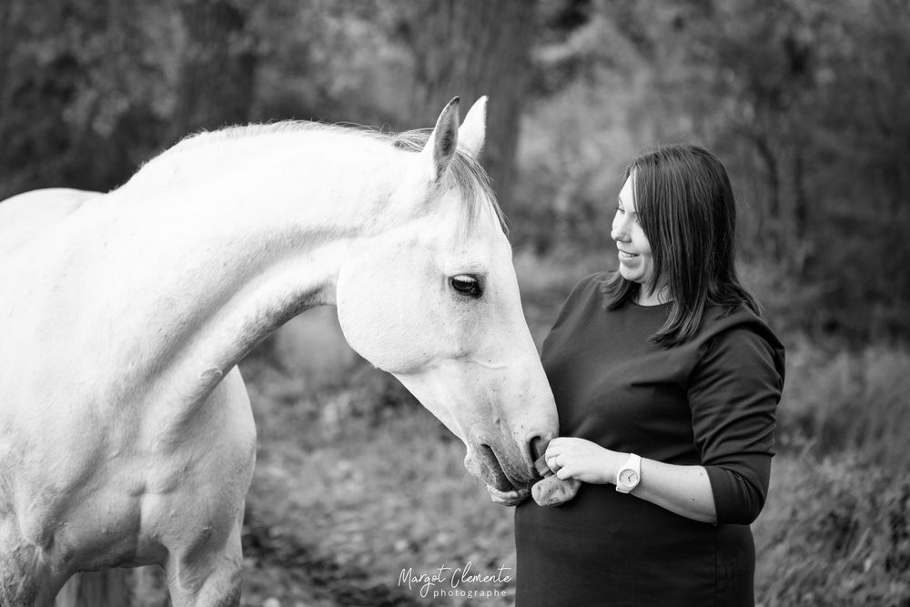 Séance photo grossesse cheval chien Alsace