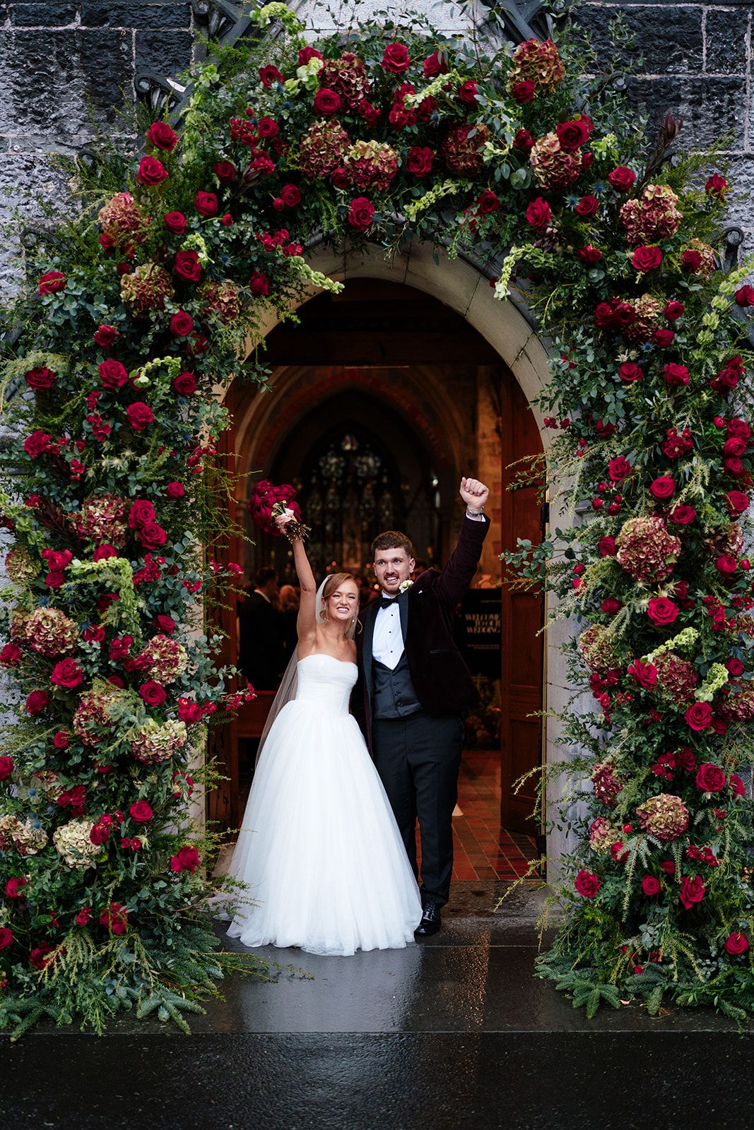 Adare Manor wedding photos of couple celebrating getting married by Sarah Kate Photography
