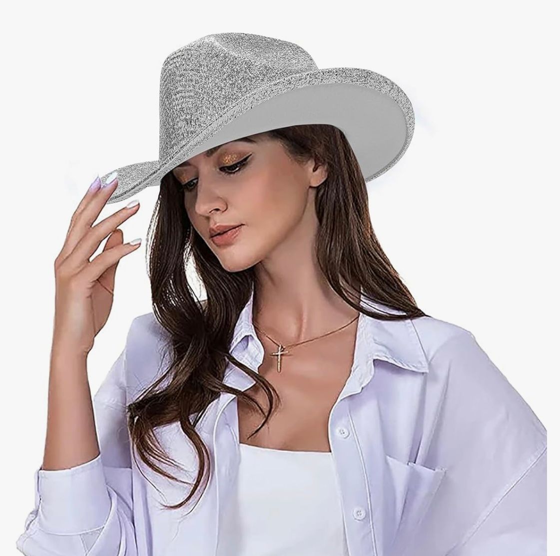 Add glamour with a sparkly gray hat prop for your photo booth, perfect for adding a fun and stylish touch to any celebration!