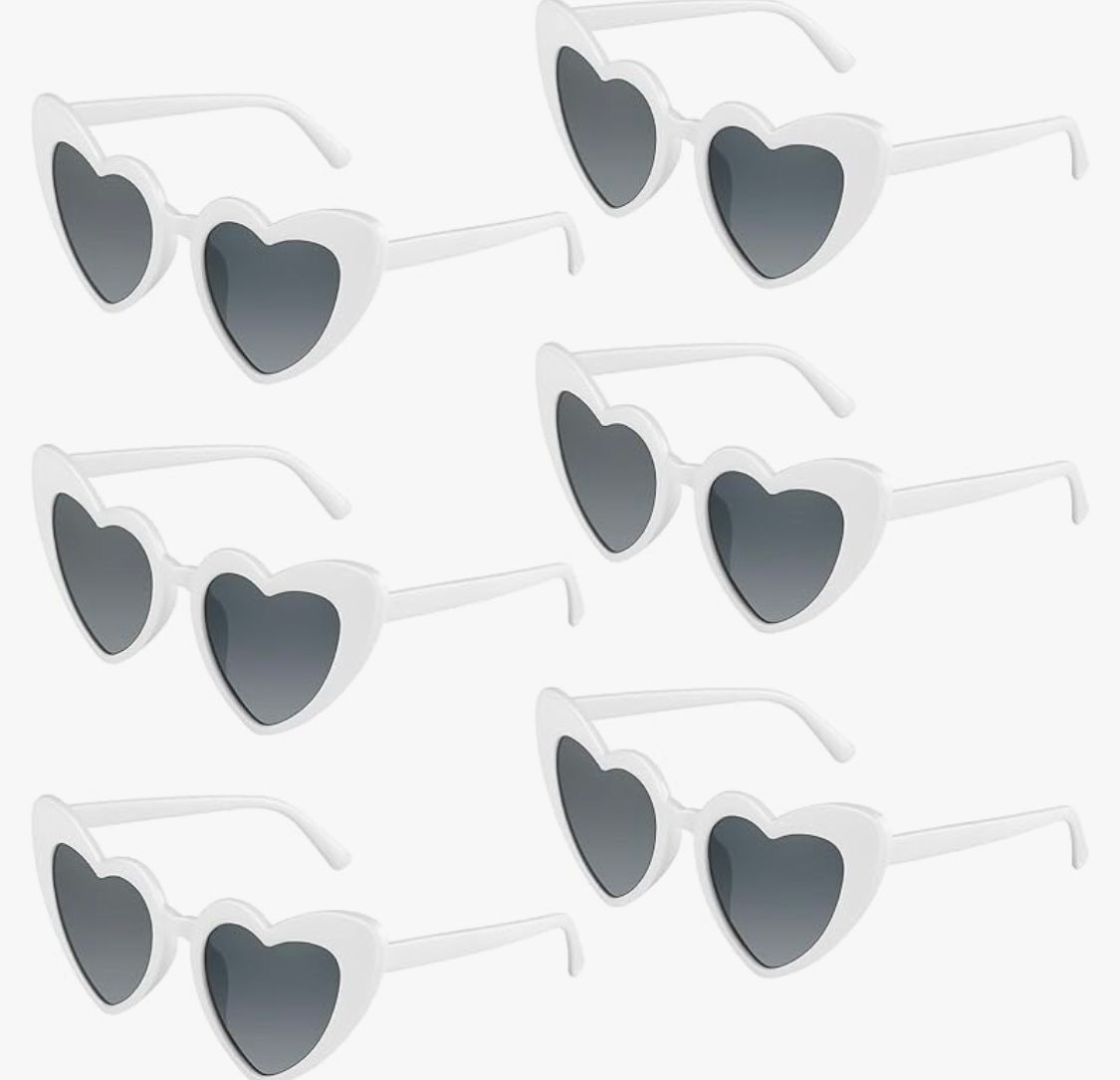 Create a chic, minimalist look with white heart glasses for your photo booth, adding a stylish and subtle touch to any celebration