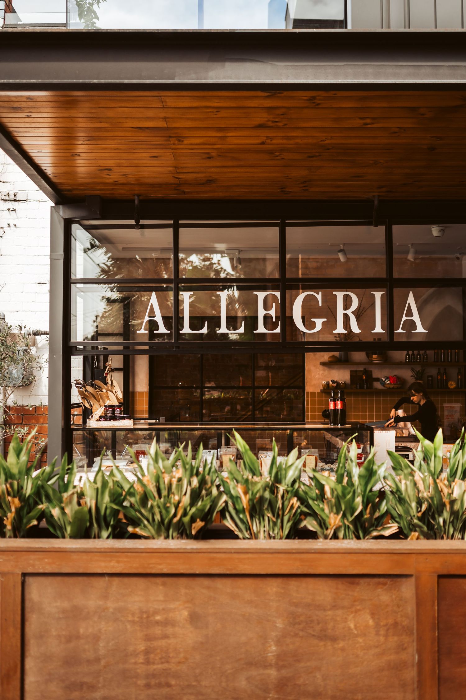 Hospitality venue photography showcasing Allegra restaurant exterior and contemporary café architecture
