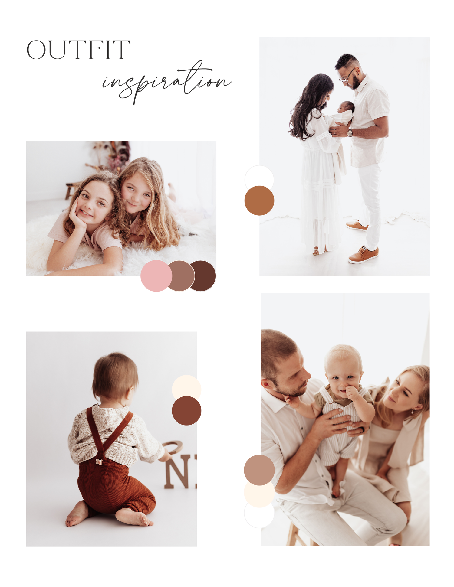 Muted neutral tones and soft patterns create a cohesive gallery wall of lifestyle photography in beige and cream colors.