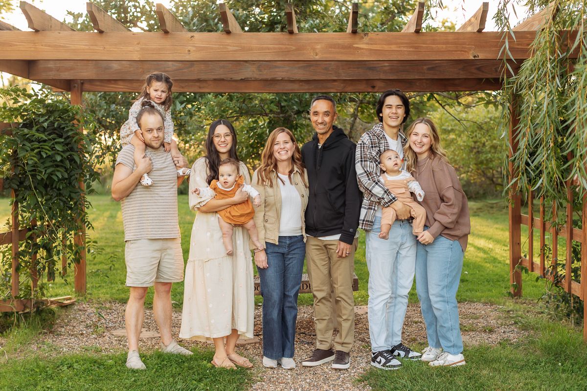 Family near tree