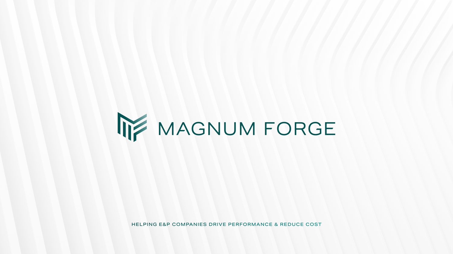 Magnum Forge company logo design in teal green on white background with minimalist geometric shapes.