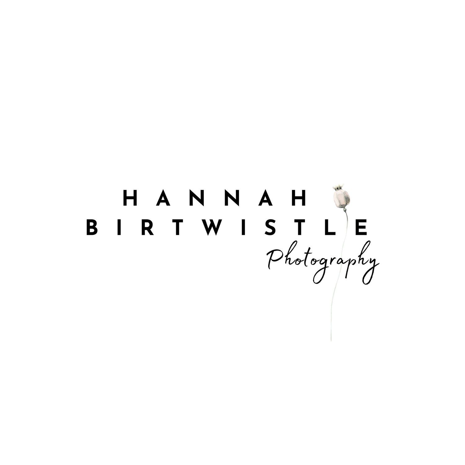 Minimalist black text logo design for Hannah Birtwistle Photography with elegant script font.