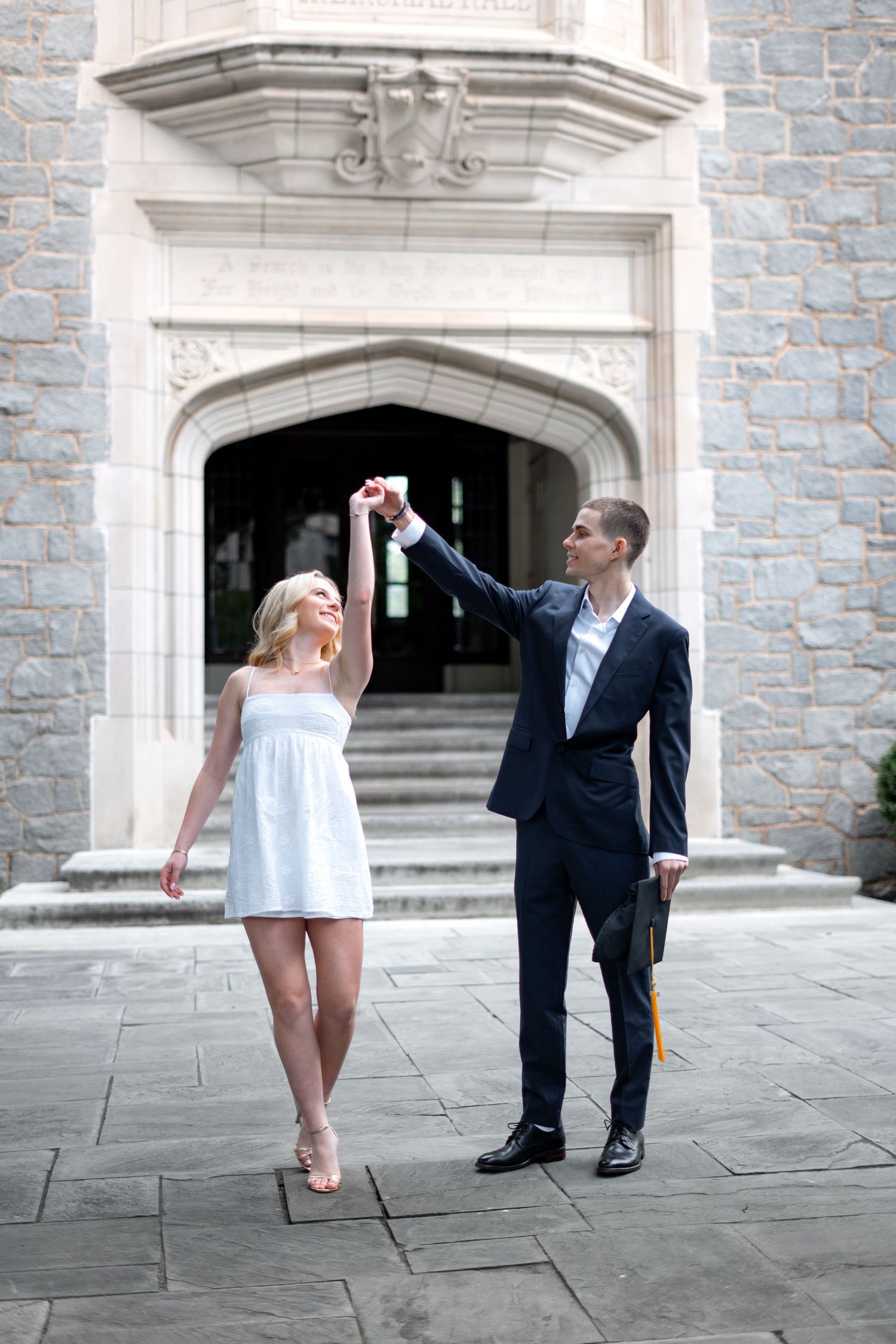 Oglethorpe graduation couples photos at goodman hall, one of the best spots for Oglethorpe grad portraits in atlanta georgia