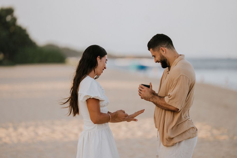 Romantic proposal photoshoot in Bali at sunset