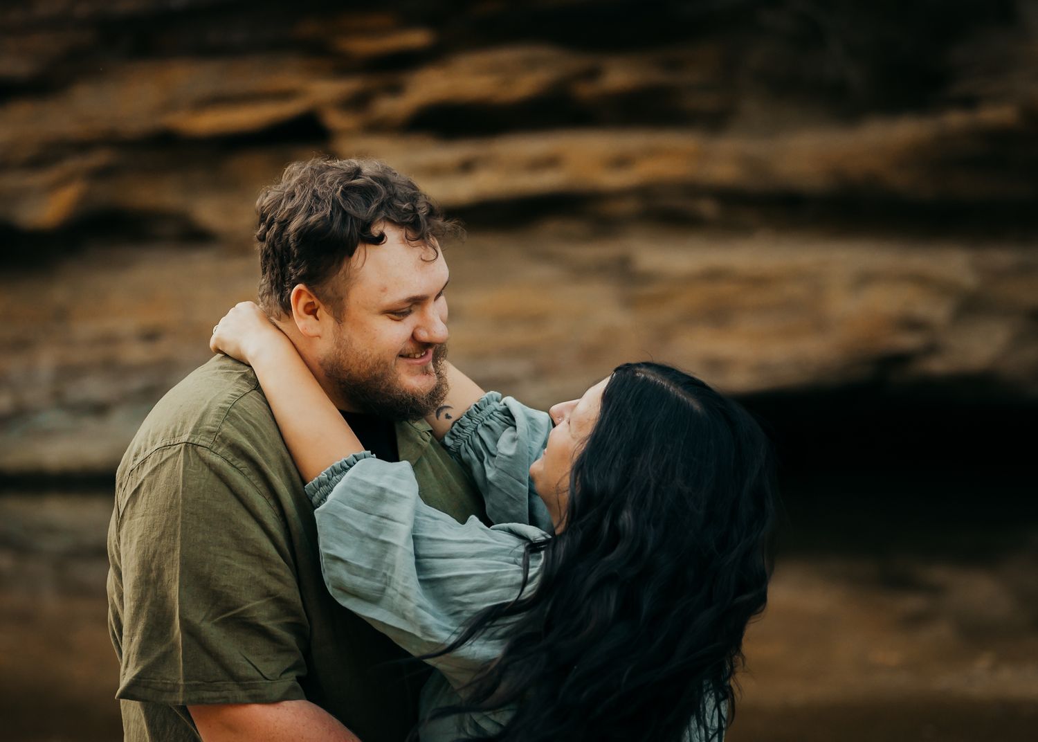 Couple slow dance at turkey run state park, during portrait session with Cheyenne Michelle Photography, LLC