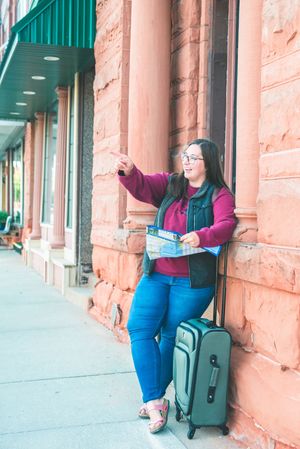 Travel agent exploring a city