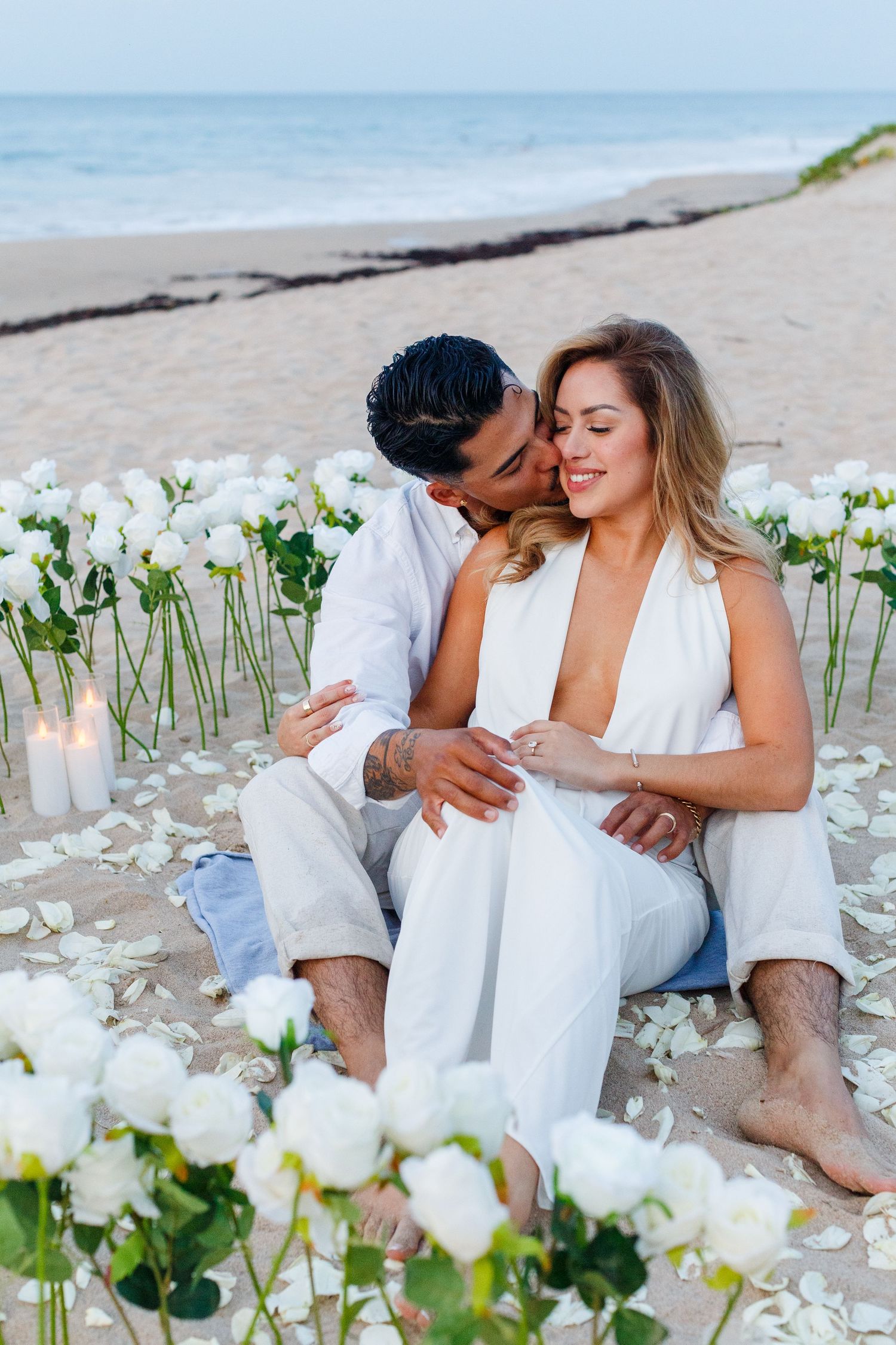 Couples portrait on the beach. Marriage proposal. San Juan, Puerto Rico.