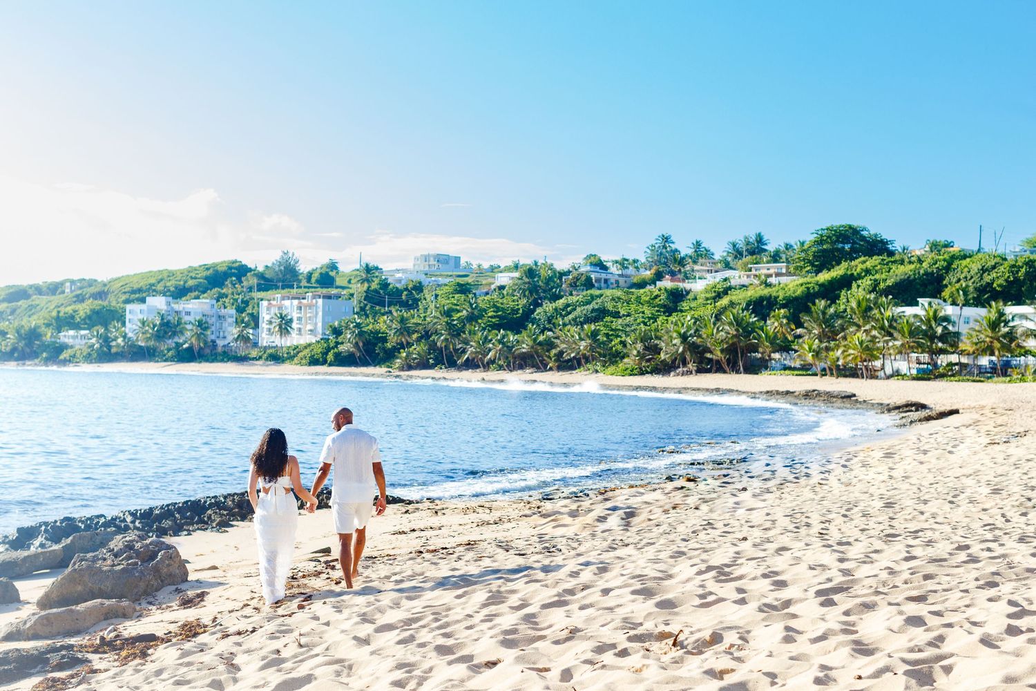 Couples portrait on the beach. Marriage proposal. Playa Mar Chiquita, Puerto Rico.