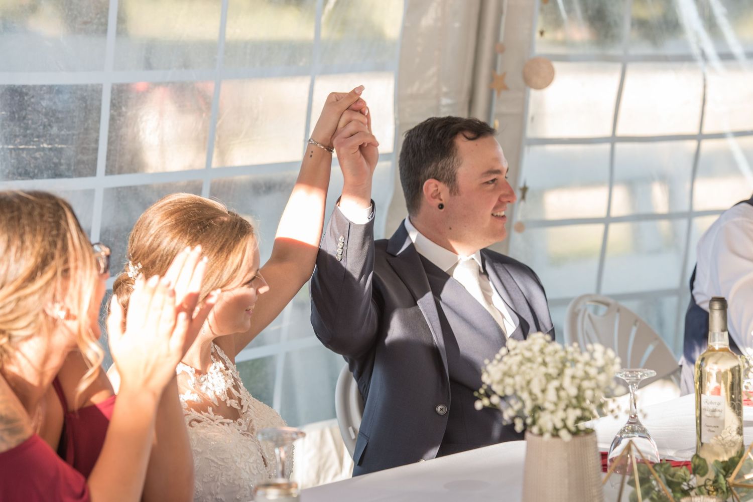 Wedding couple celebrating their union