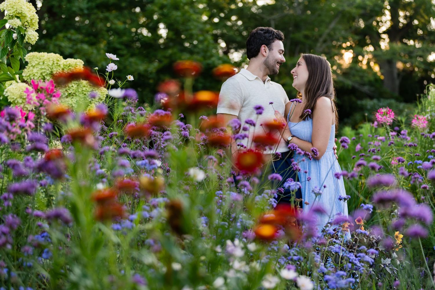 South County Rhode Island engagement photo session in garden.