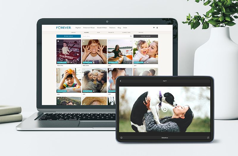 Forever photo and video storage on a tablet and laptop
