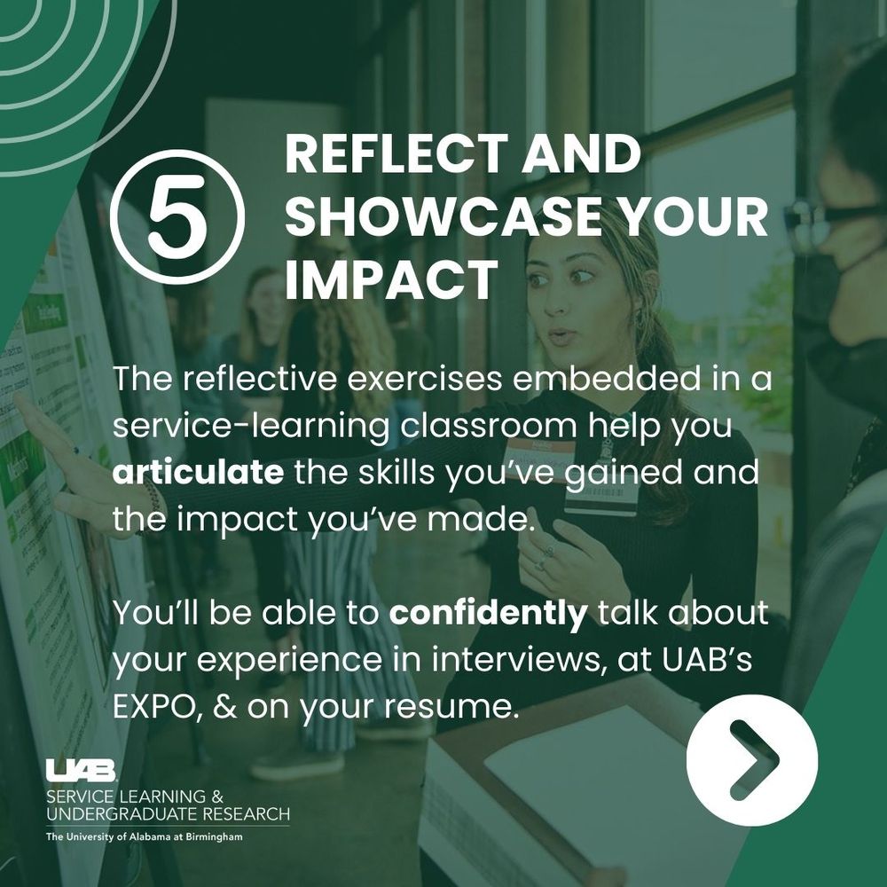 UAB Service Learning and Undergraduate Research, Five Ways Service Learning Can Boost Your Resume post, slide five.