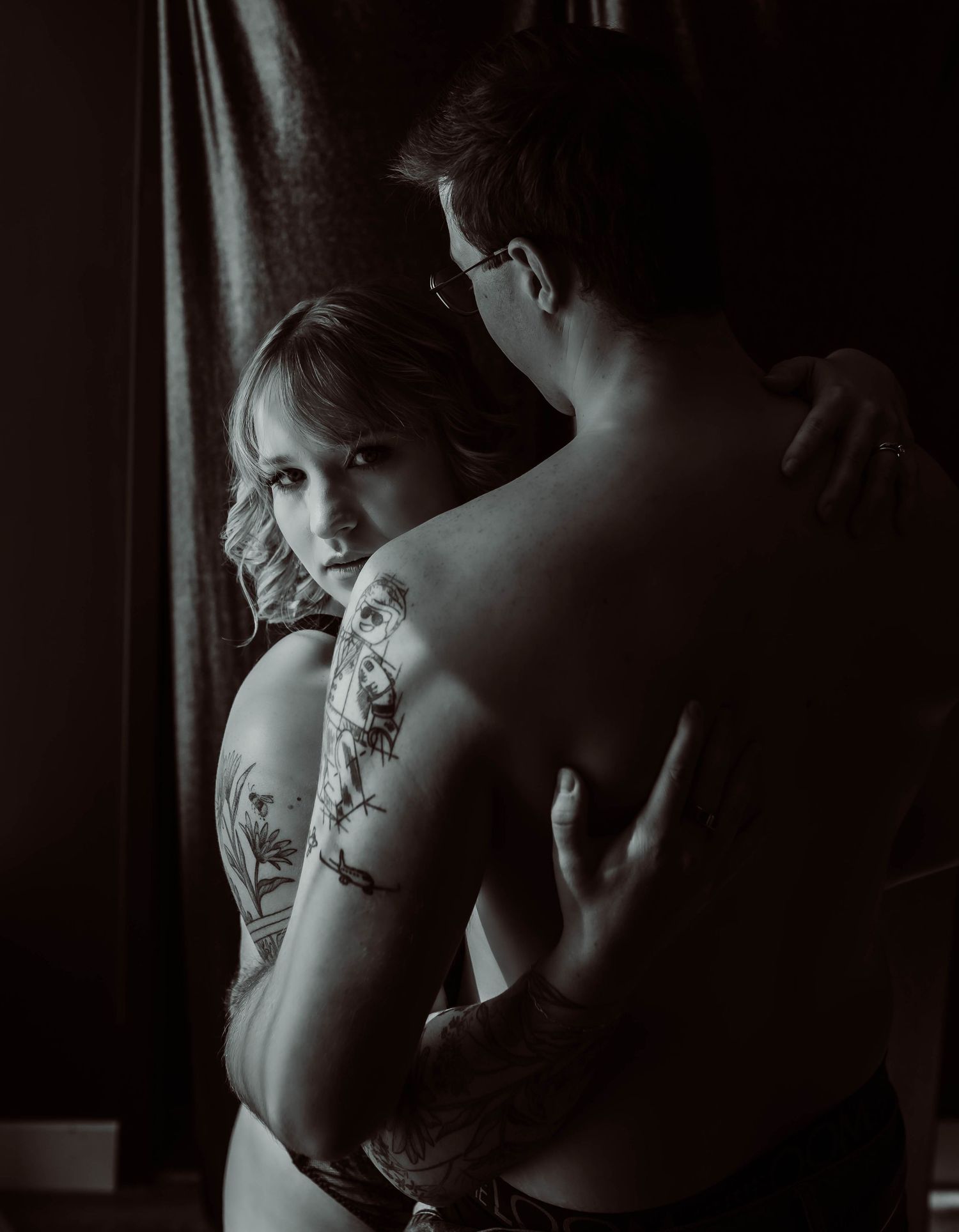 Couples embracing themselves with Wisconsin boudoir photography by Boudoir by KJ