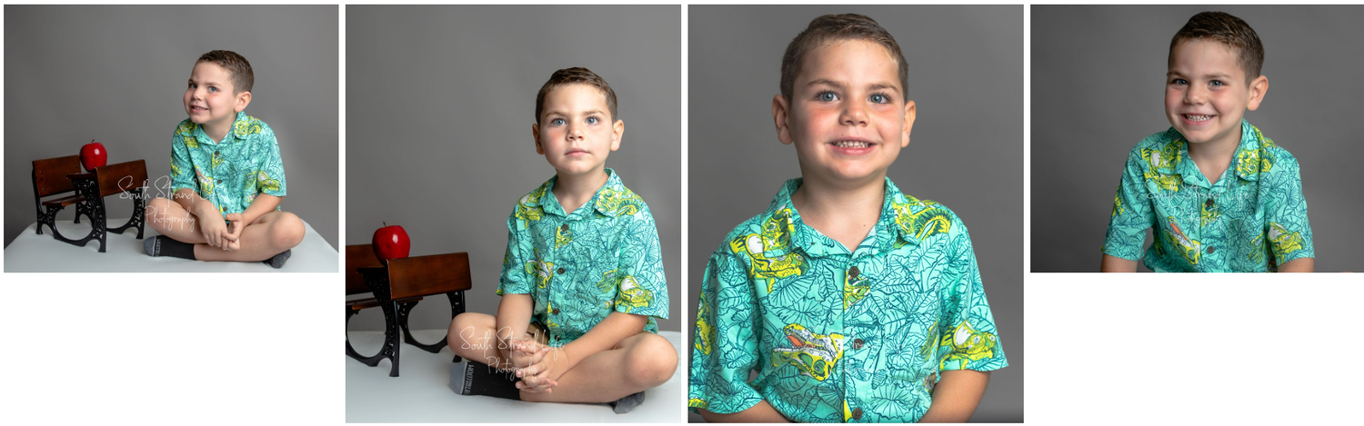 A collection of profile and headshot photos arranged in a horizontal row showing similar poses in different outfits.