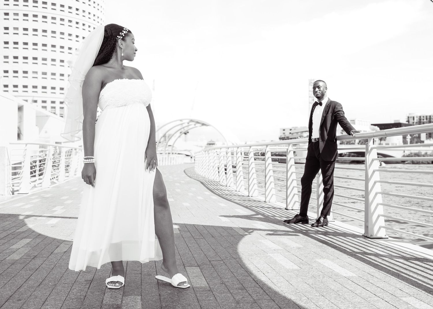 Tampa Riverwalk, Downtown Tampa Elopement photo session with BE Jazy Photography-Tampa Bay Photographer-Elopement-Courthouse wedding