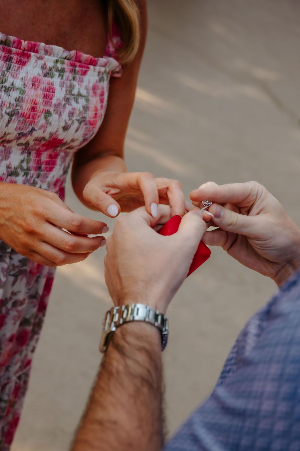 Golden hour engagement photos Barcelona