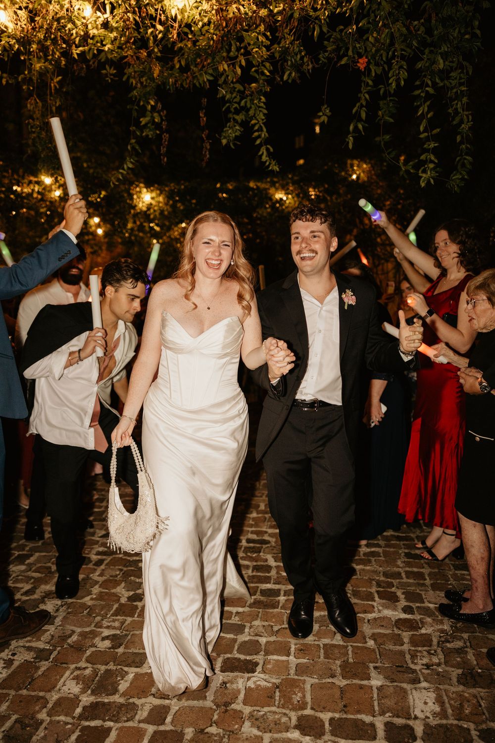 Bride and groom share their grand exit with sparklers at Summerour Studio in Atlanta, Georgia