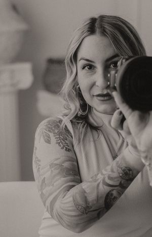 Intimate black and white portrait session showing tender moments and soft expressions.