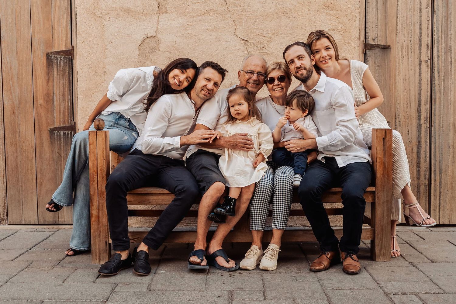 Natural family photoshoot capturing joyful multi-generational moment