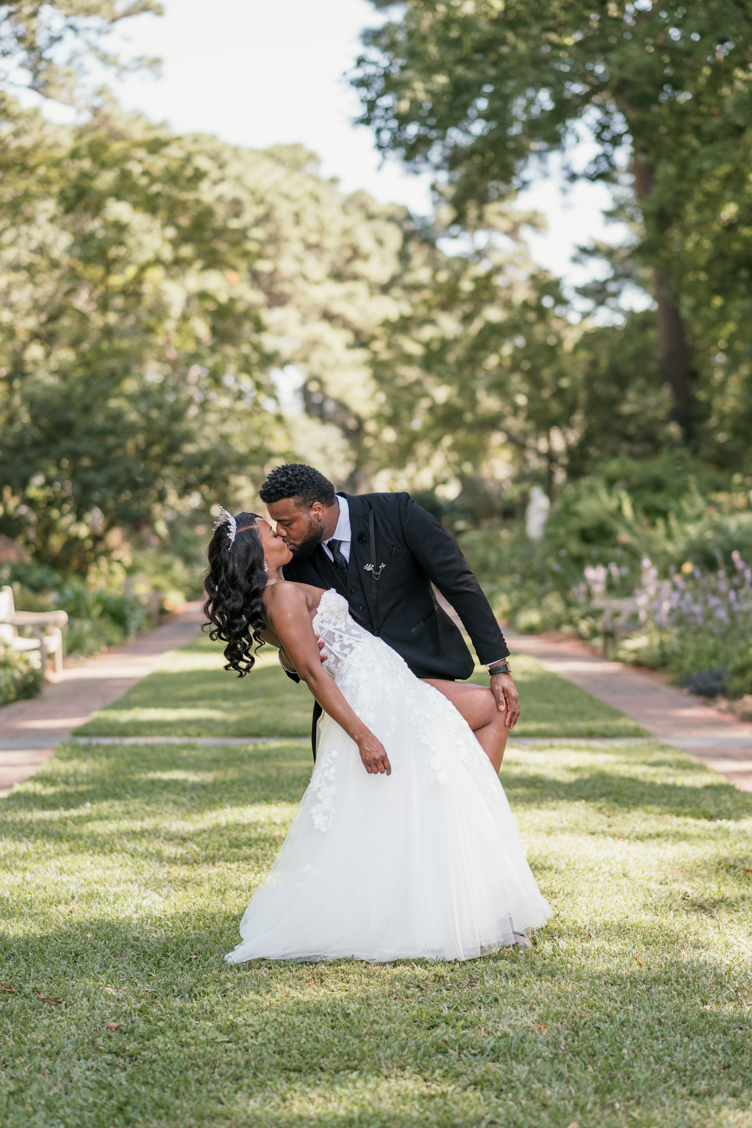Bride & Groom Wedding Portraits at the Norfolk Botanical Gardens, Norfolk Virginia
