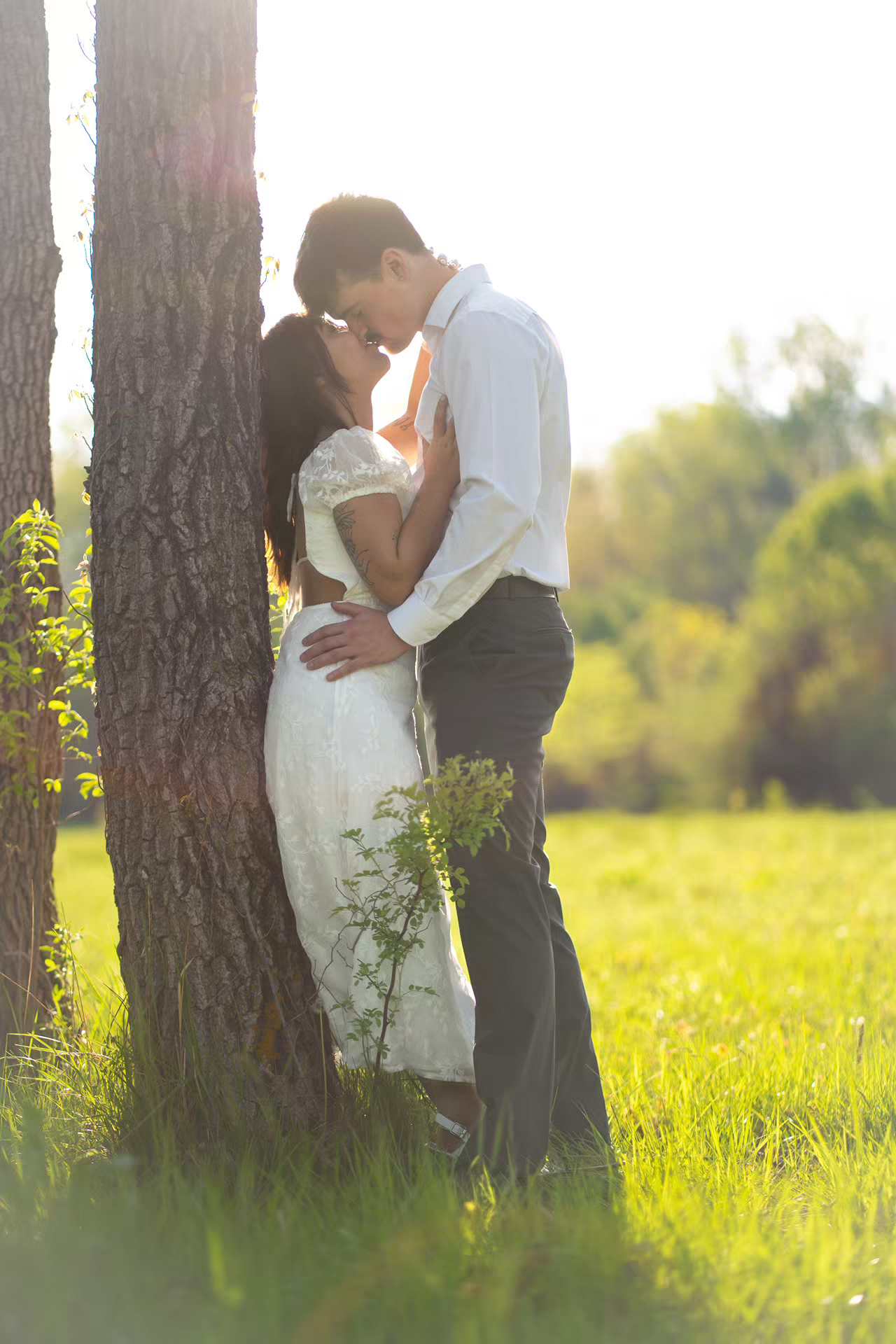 romantic engagement photo at Alum Creek Beach
