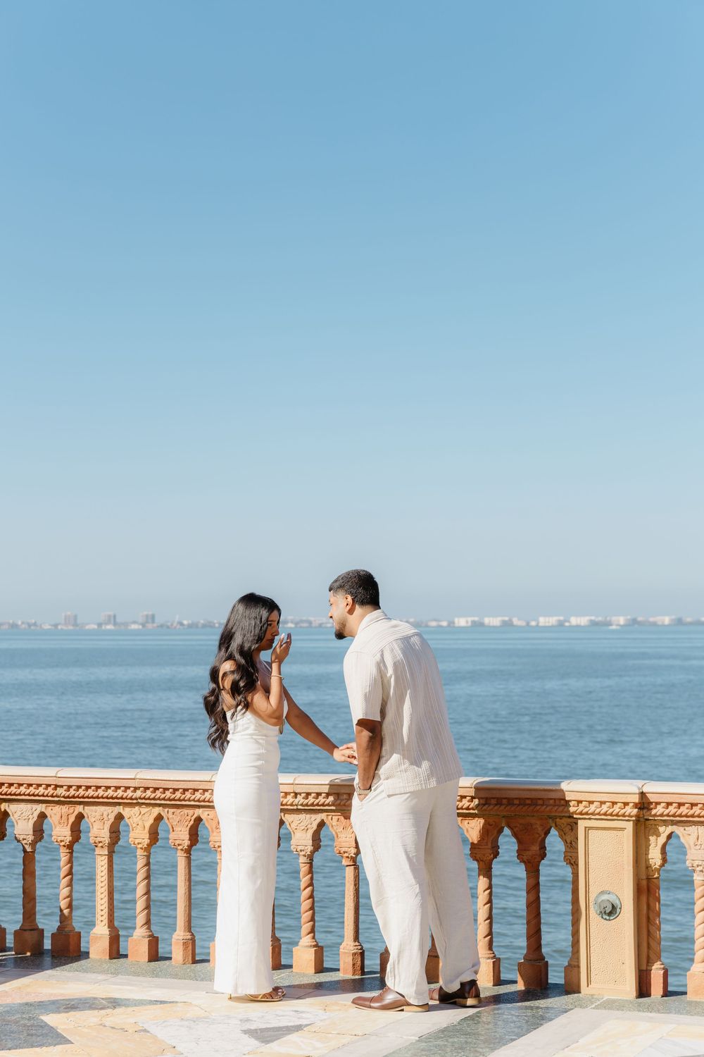 Justin proposing to Nina at The Ringling Museum in Sarasota