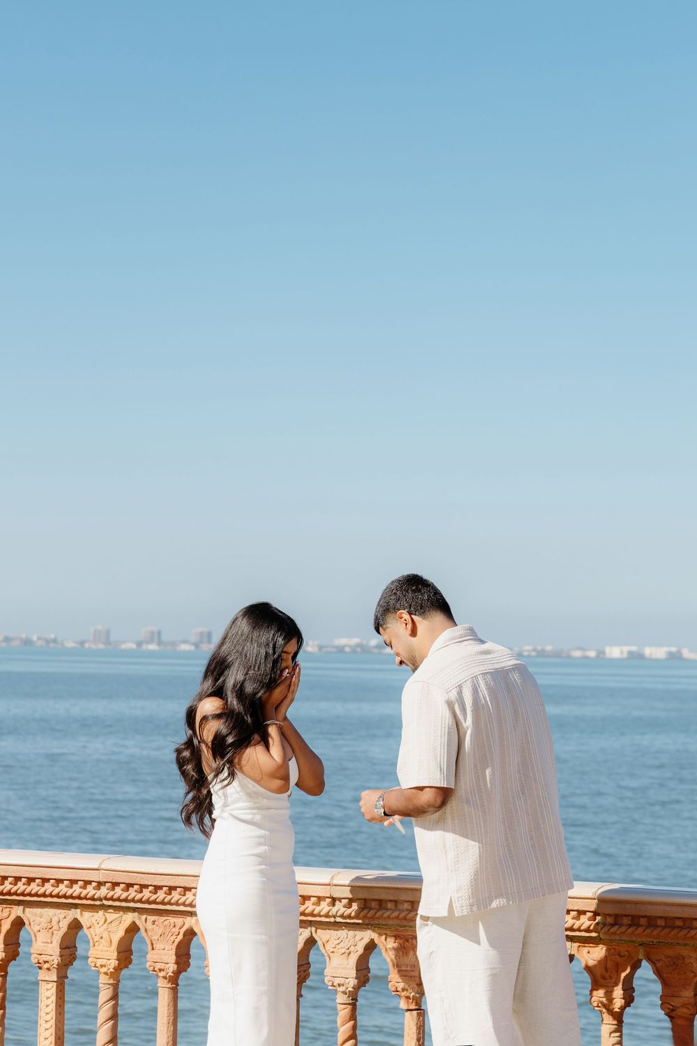 Justin proposing to Nina at The Ringling Museum in Sarasota
