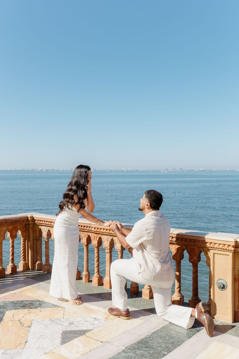 Justin proposing to Nina at The Ringling Museum in Sarasota