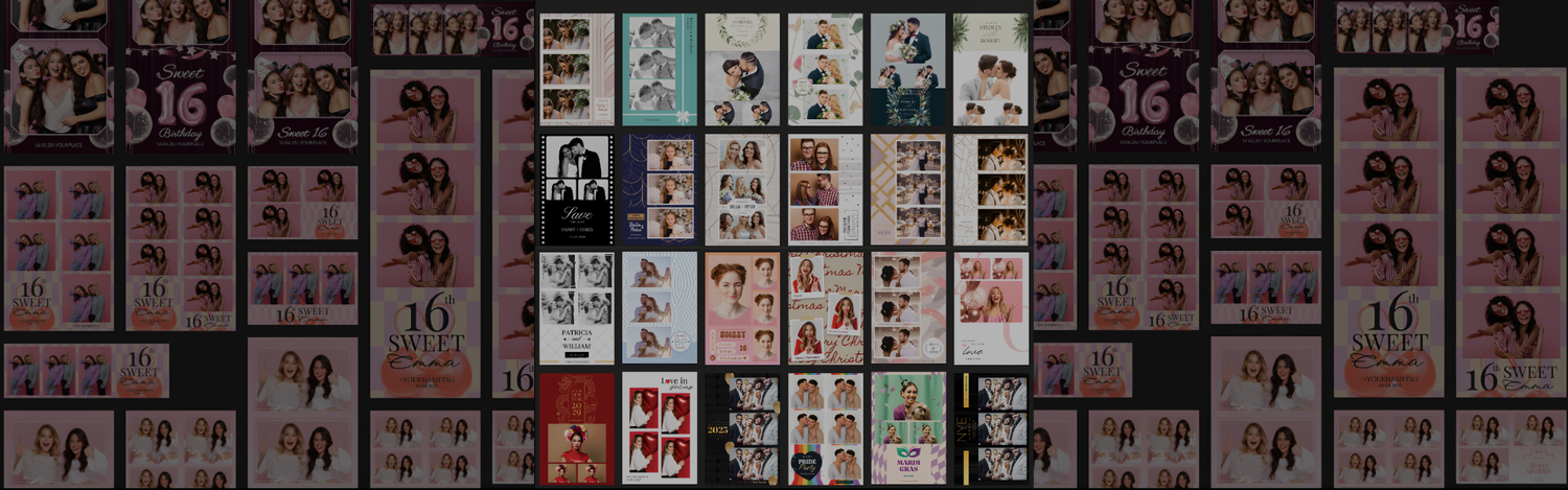 cientos de templates disponibles para personalizar el diseño y la imagen visual de las fotos en tu evento en Guatemala