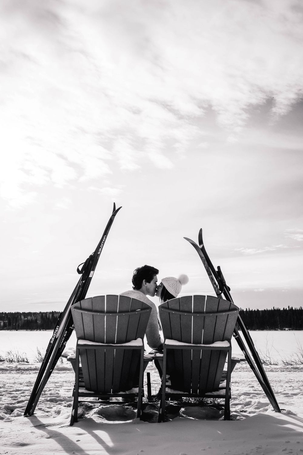 An engagement session in Calgary, Alberta at Glenmore Reservoir.