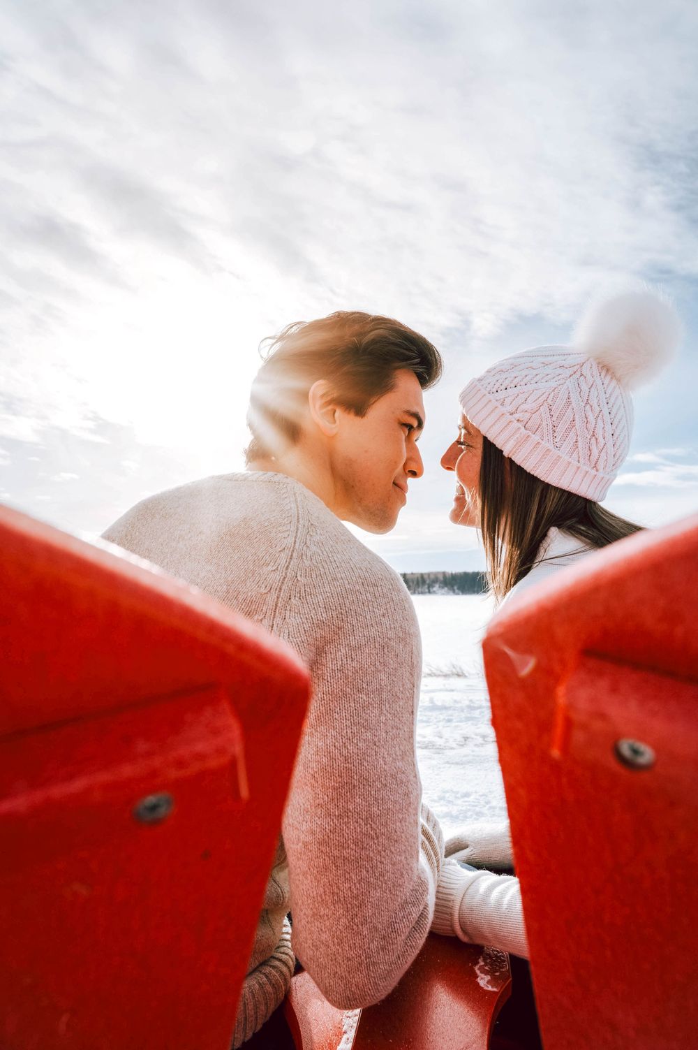 An engagement session in Calgary, Alberta at Glenmore Reservoir.