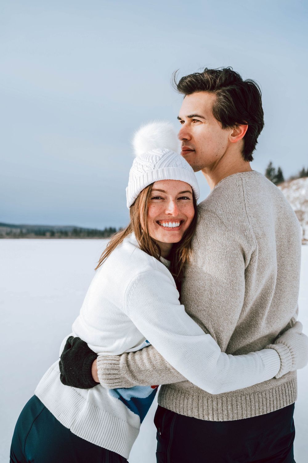 An engagement session in Calgary, Alberta at Glenmore Reservoir.