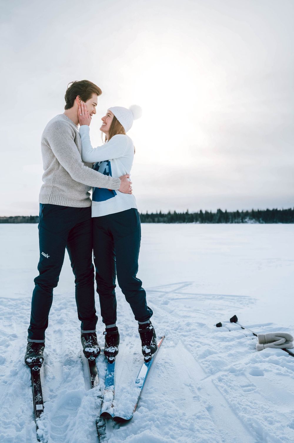 An engagement session in Calgary, Alberta at Glenmore Reservoir.