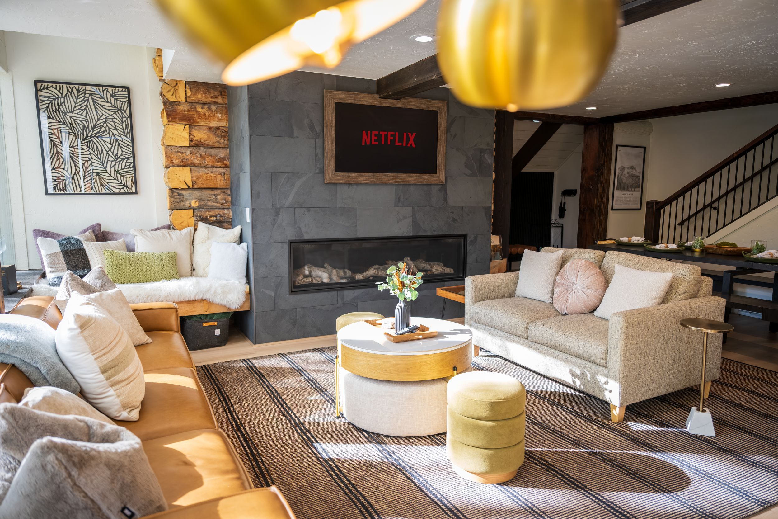 Luxurious living room and fire place by Denver Hospitality, Travel & Tourism photographer Captain Colorado Photography.